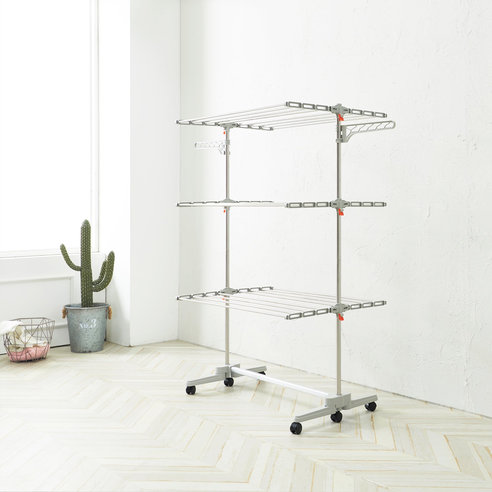 Hyfive clothes airer drying rack extra large 3 tier clothes drying rail online stainless steel folds flat for easy storage